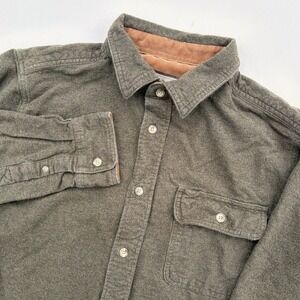 Legendary Whitetails Mens Olive Green Cotton Flannel Shirt Corduroy Collar MD